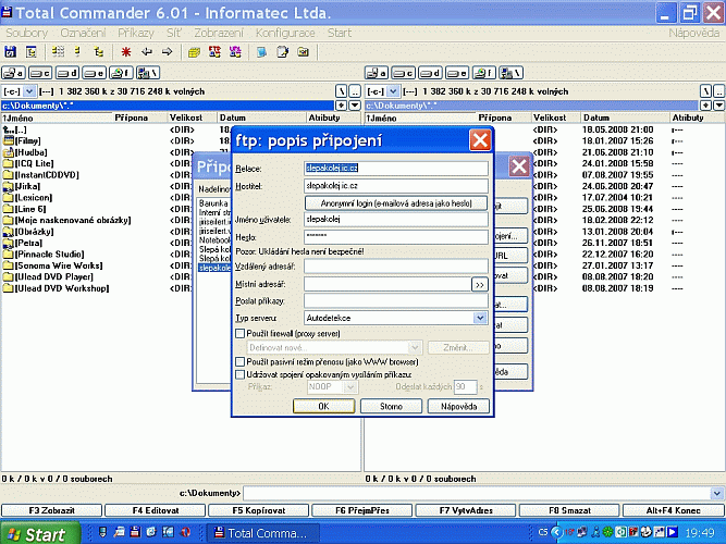 N�vod k nastaven� FTP p�ipojen�